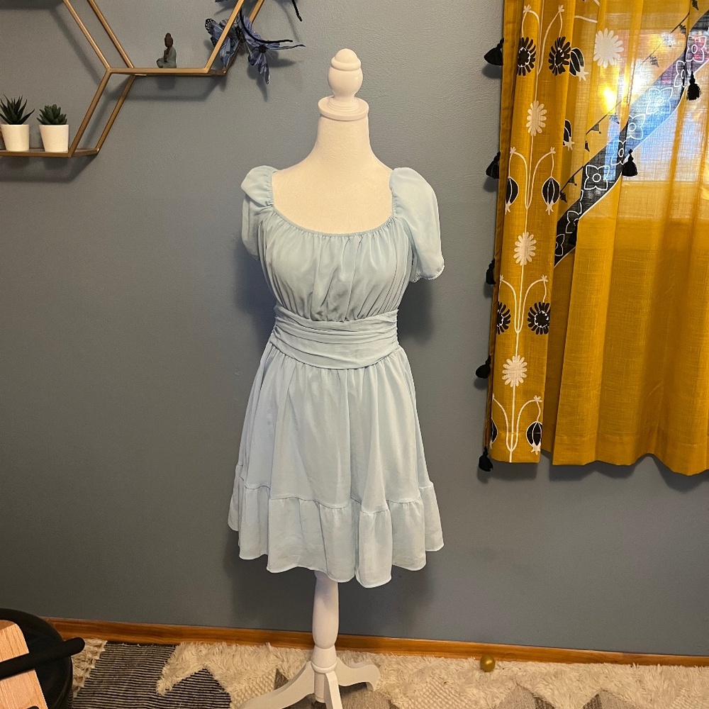 Blue peasant dress
